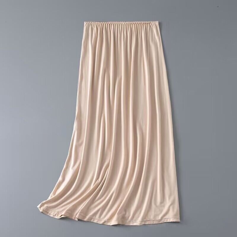 Eleganter, unsichtbarer Unterrock für Damen, Petticoat, halber Slip, elastische Taille, einfarbig, Basic, Midi-Langrock für dem