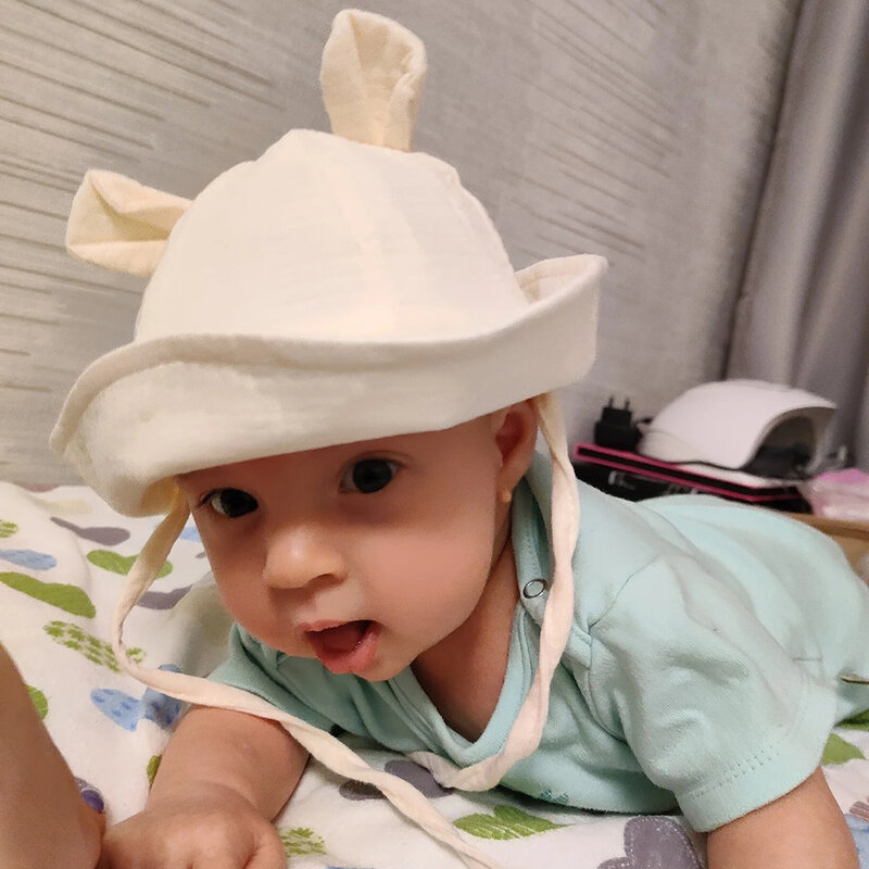 Muslin Cotton Baby Hat Summer Infant Cap Soft Baby Sun Hats Panama for Kids Girls Boys Bucket Hat Accessories Children 3-12M