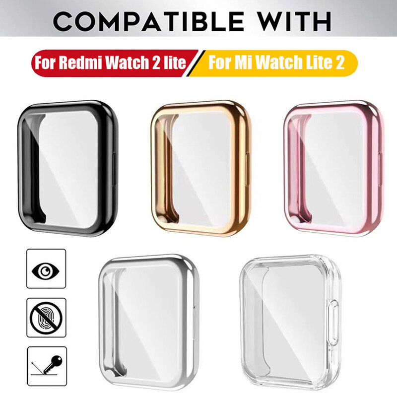 Plating TPU Protector Case For Xiaomi Mi Watch Lite 2 Watch Case Full Screen Protective Shell Cover Case For Redmi Watch 2 lite