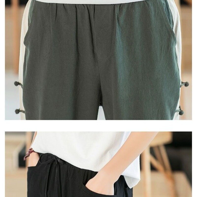 Pantalones elásticos de Color liso para hombre, pantalón informal, holgado y cómodo, estilo chino, novedad de verano 2024