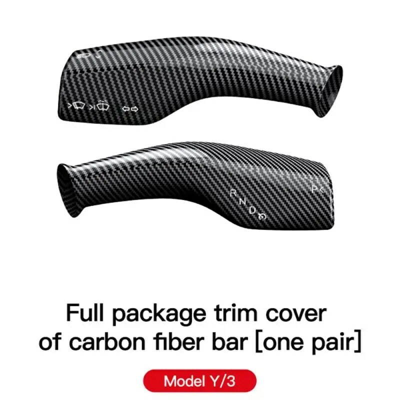 Cubierta de protección de volante de fibra de carbono, cubierta de perilla de columna de coche, decoración para Modelo 3 Y ABS