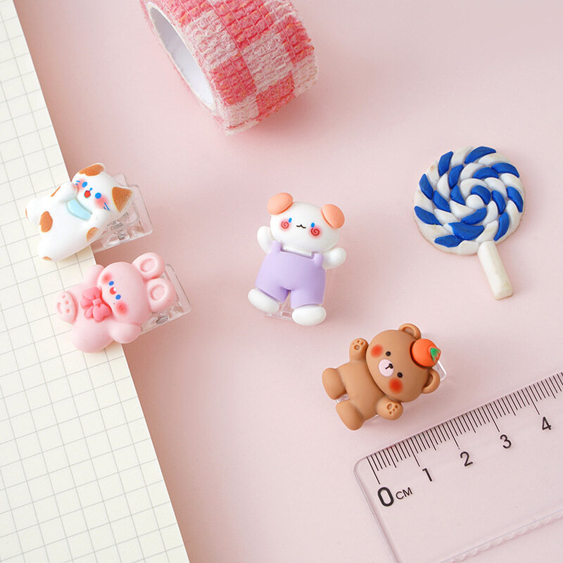 4pcs Pack Cute Binder Clip Planner Clips Paper Clamp Office Decorative Supplies School Stationery
