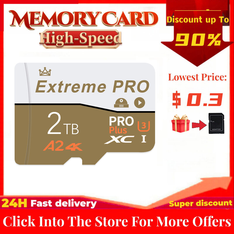 Karta pamięci 2TB 1TB SD/TF Flash Card 512GB 256GB 128GB Mini Sd Cards UHS-1 Flash Memory Card z pakietem Darmowy adapter SD