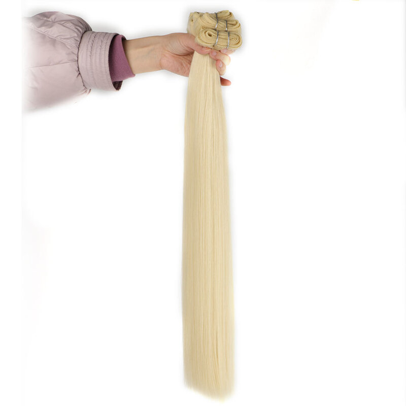 Mechones de pelo orgánico ondulado para mujer, extensiones de pelo corto y largo de fibra Bio, 8-26 pulgadas, Rubio 613, 1/2/3 mechones