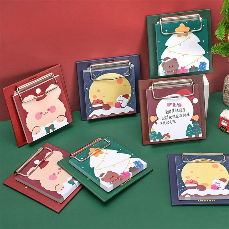 1pc New Christmas Clip Removable Memo Pad Non-Adhesive Paper Note Writiing Pads For Students Stationery School Office Supplies