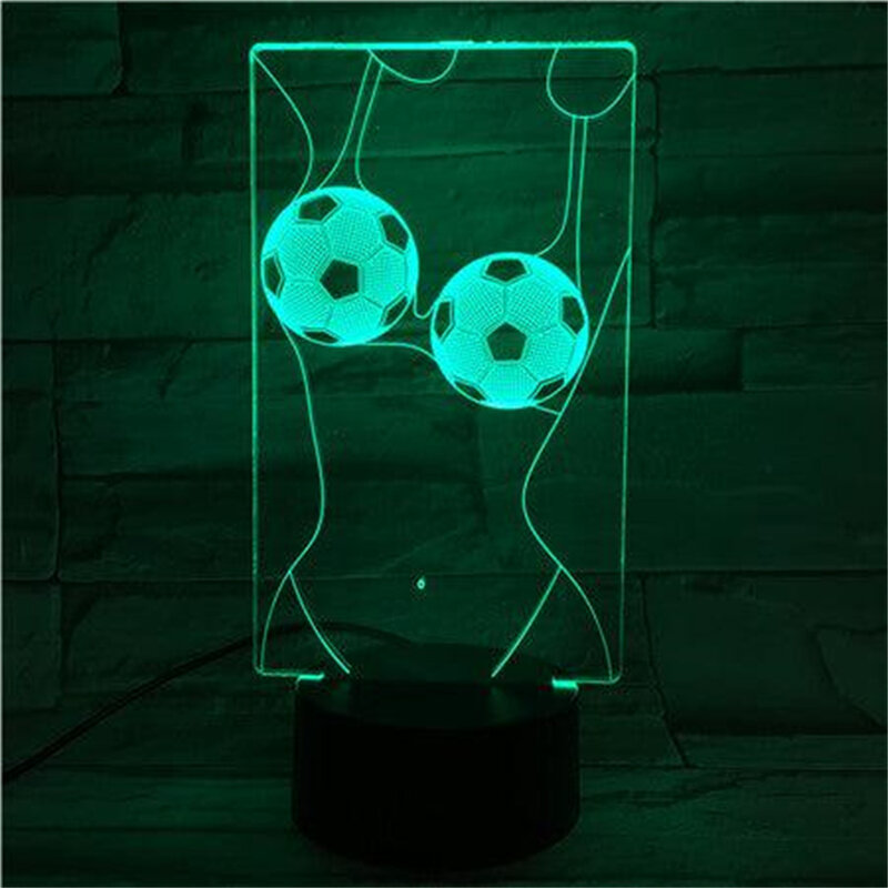 Sexy Football Girl 3D Night Light Soccer Ball Player Illusion Light 3/7/16 Color 3D Table Lamp for Football Fans Home Decor Gift