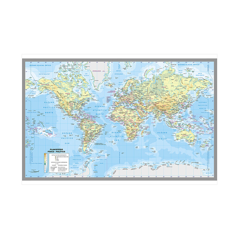 Lona mapa do mundo espanhol imagem personalizada a2 mapa da cidade do mundo decoração para casa adesivos de parede para a escola material de escritório