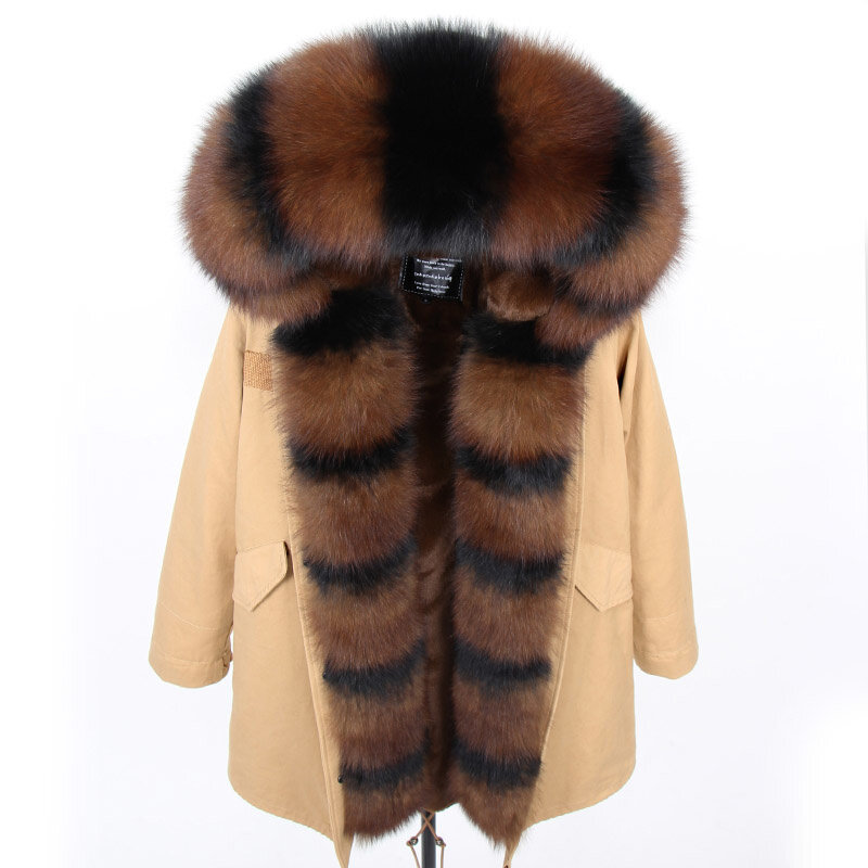 2023 novo coreano grande casaco de pele longa com capuz engrossar casaco de pele natural pele de raposa inverno parkas com pele real porta mane casaco