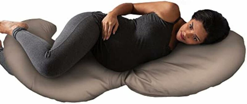 Almohada de embarazo de cuerpo completo con algodón orgánico, funda de almohada extraíble fácil de poner en galleta para soporte de cuerpo completo