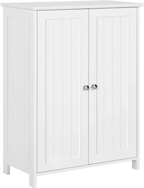 Bathroom Floor Cabinet, Modern Storage Freestanding Organizer Cabinet with Adjustable Shelves & Double Doors,3-Tier, Living Room