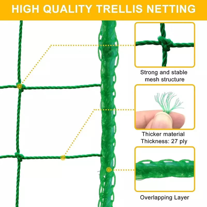 Green Nylon Garden Trellis Netting for Climbing Plants Heavy Duty Mesh Net for Cucumber Tomato Grapes Gardening Accessories