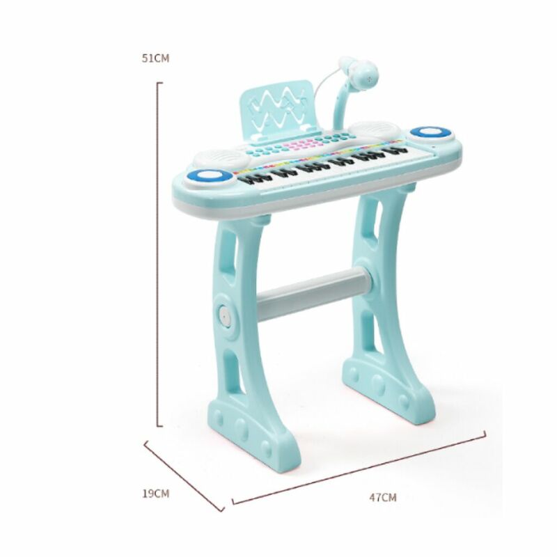 Piano Electrónico de 37 teclas de tamaño mediano con micrófono y silla para niños, instrumento multiusos para principiantes, piano para el hogar