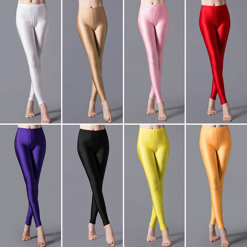 Legging Neon Permen Solid Musim Semi Autome untuk Wanita Celana Legging Seksi Wanita Melar Tinggi Pakaian Legging Wanita