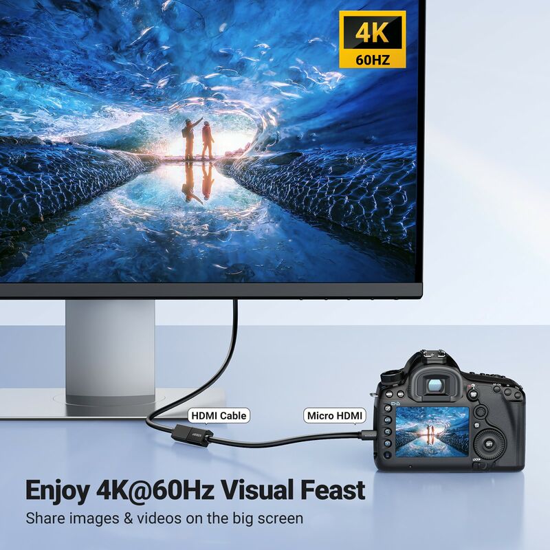 UGREEN مايكرو HDMI متوافق محول 4K /60Hz مايكرو ذكر إلى أنثى كابل موصل محول ل التوت بي 4 GoPro مايكرو