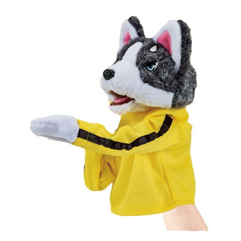 Kung Fu zabawka w kształcie zwierzątka Husky rekawiczka interaktywna ręka bokserska lalka palec zabawa interaktywna pacynka pluszowa zabawka prezent dźwięku bitwy