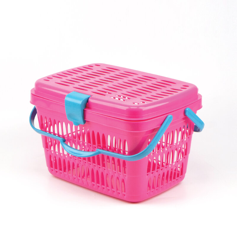 Cestino di plastica con coperchio cestini rettangolari con manico set di cestini da Picnic Shopping di generi alimentari