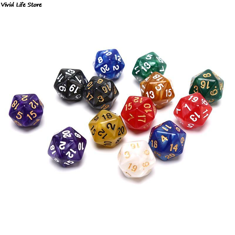 1PC Durable Pearlized D20 Dice Acrylic 20 Sided Dice For Board Game Entertainment Supplies Multiplayer Game Dice