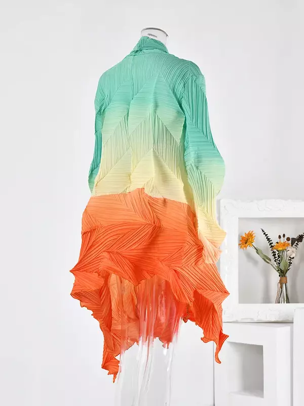 ALSEY Miyake Trench a pieghe sfumato per donna primavera nuovo sciolto Plus Size irregolare di media lunghezza moda giacca a vento abbigliamento