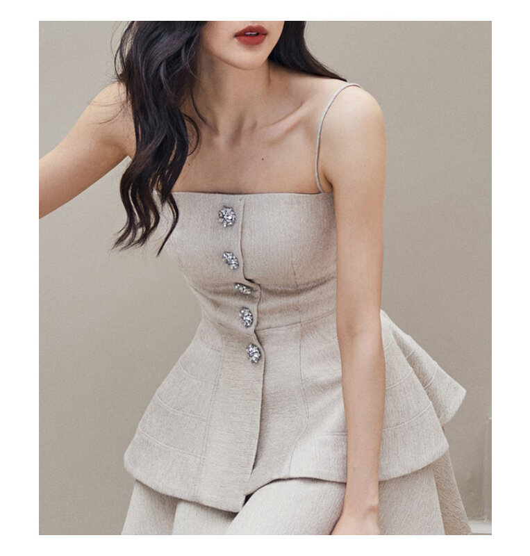 lingzhiwu Skirt Suit 2024 Summer Spring Spaghetti Strap Top Short Skirt Set Elegant Twinset Ladies Slim Two Pieces New Arrive