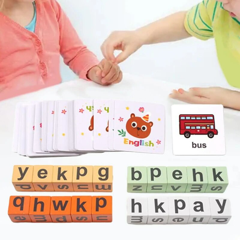 Juguete Montessori para desarrollar la inteligencia, juego de bloques de ortografía para regalo de cumpleaños, estudio, sala de estar, sobremesa, hogar