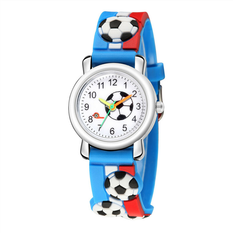 子供のための漫画サッカーパターンスポーツウォッチ、学生、男の子、女の子のギフト、ファッションのためのシンプルなデジタル手首時計