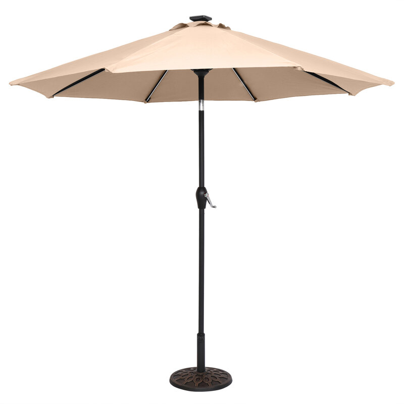 9 피트 야외 파티오 스트립 조명 우산 방수 접이식 차양 270x270x243CM 와인 레드/탑 컬러 사용하기 쉬운 [미국 재고]