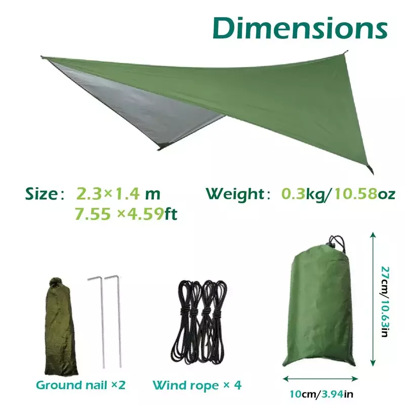 Amaca da campeggio con zanzariera e tenda da pioggia telone e cinghie per alberi, tenda per amaca in Nylon portatile per campeggio escursionismo cortile viaggi