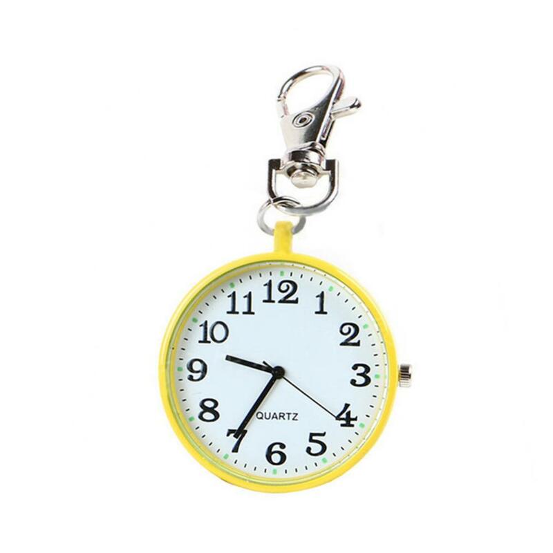 พวงกุญแจแฟชั่นออกแบบนาฬิกาสะดวก Unisex รอบ Dial ควอตซ์พวงกุญแจพยาบาลนาฬิกาพ็อกเก็ต