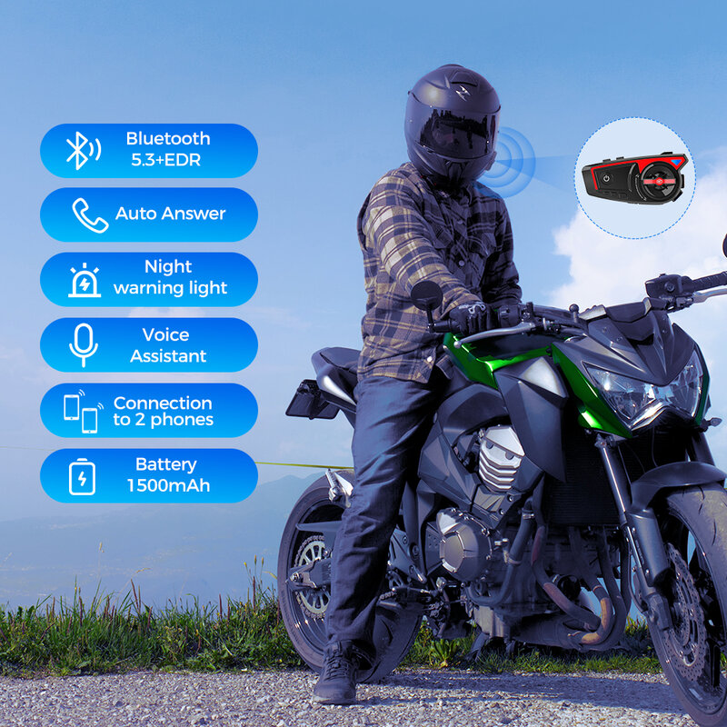 Gearelli-オートバイ用のBluetoothヘッドセットx6,ワイヤレスbt 5.3 edr,防水ノイズリダクション,サイクリングヘルメット