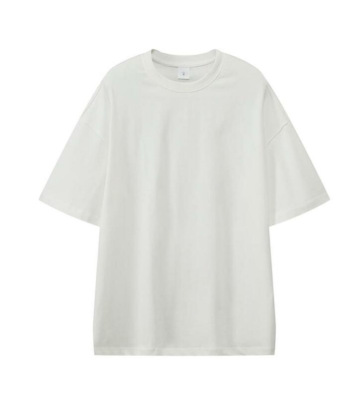 T-shirt de manga curta extragrande para homens, logotipo personalizado DIY, peso pesado, 100% algodão, T monocromático, qualidade Hgn-End, 300gsm