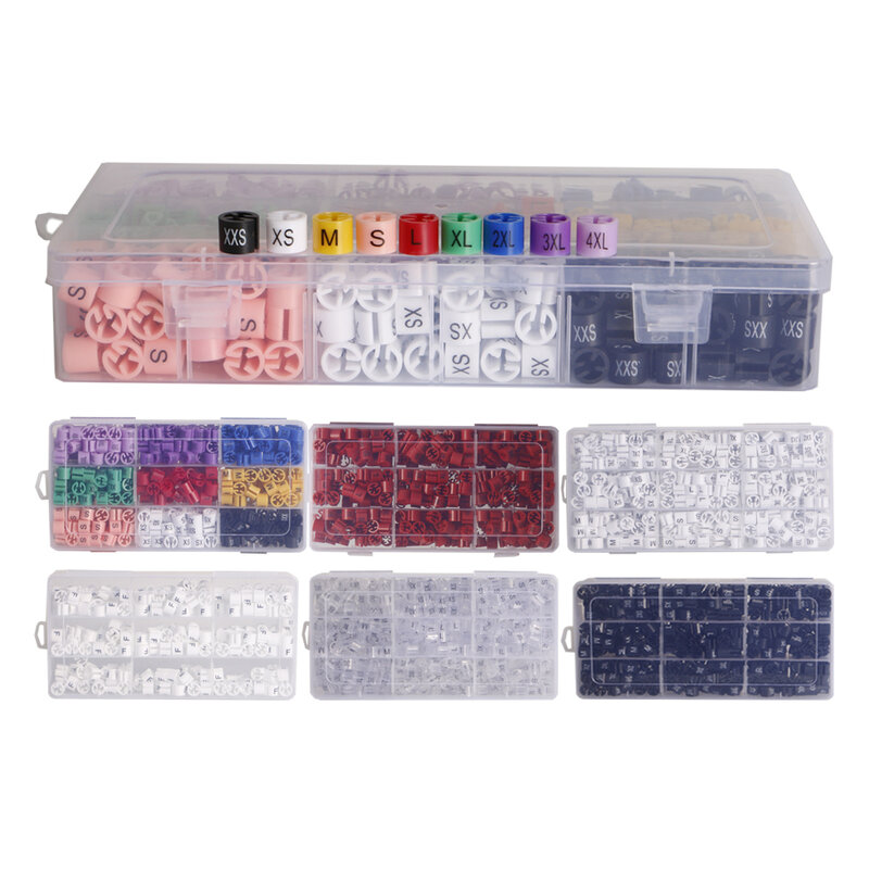 Kit surtido de marcadores de tamaño de percha de plástico, 820 piezas, colgador de codificación de colores Xxs-4xl, etiquetas de tamaños, marcador para perchas de alambre, ropa