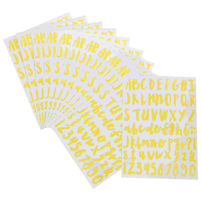 Auto-adesivas letras decorativas adesivos, Número adesivos, 12 folhas