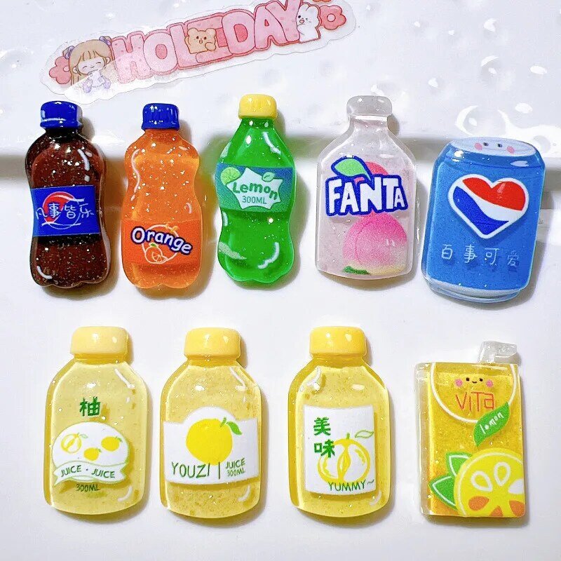 10Pcs Drinks Bottles Mixed Resin Jewelry Accessories DIY Handmade Scrapbook Hair Cards Hair Accessories Home Decoration Material