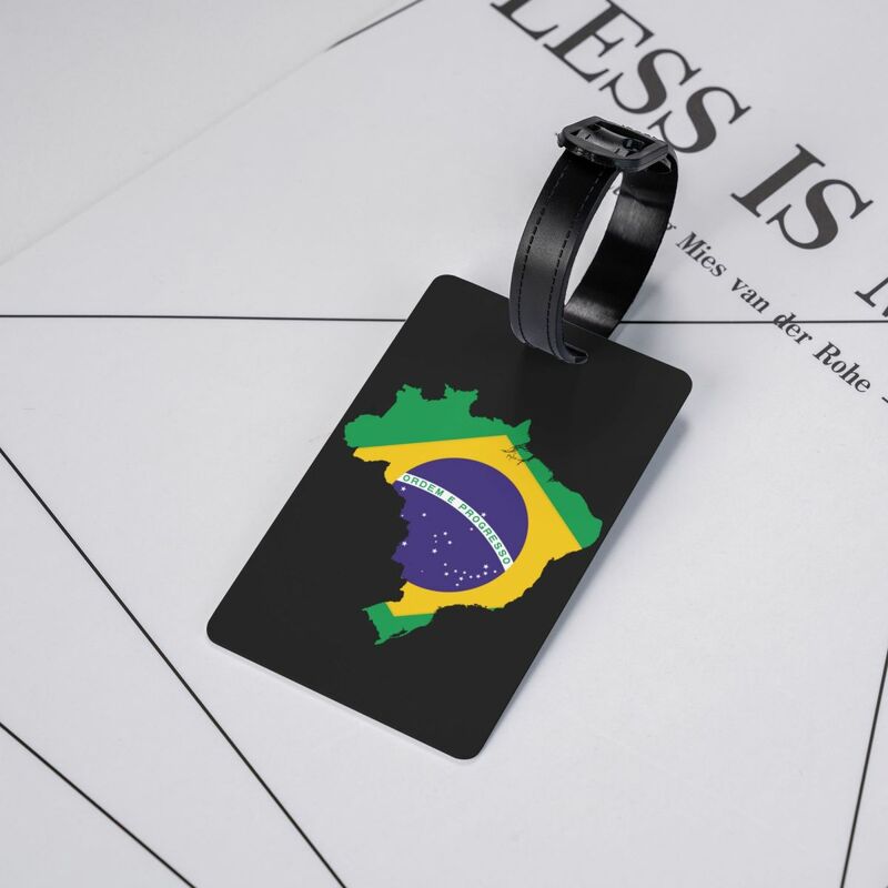 Etichette per bagagli con bandiera della mappa del brasile per etichetta d'identità della copertura della Privacy patriottica brasiliana della valigia da viaggio