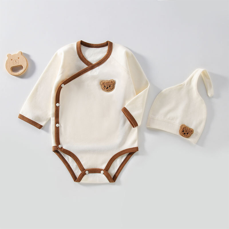 Embroidered Newborn Long Sleeved Printed Jumpsuit, Personalized Custom Pure Cotton Baby Shirt, Spring And Autumn Baby Jumpsuit