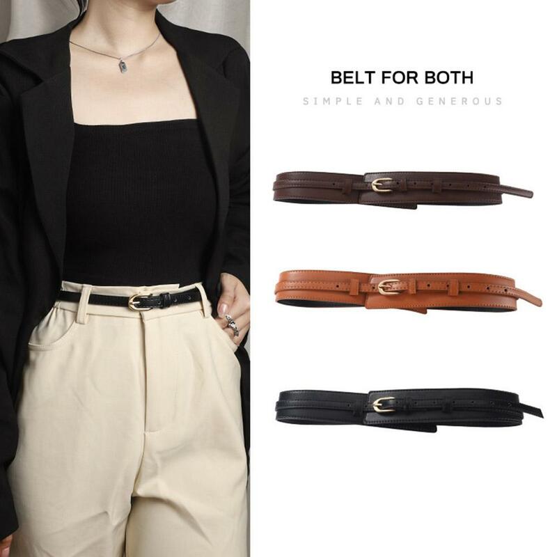 Cintura larga para mulheres, cinto preto, decoração de vestido, jaqueta de terno combinando, elegante e high-end, S5N0