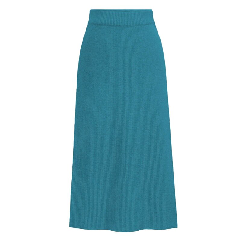 Multiple Colors Plus Size Knitted Skirt Korean Fashion Elastic High Waist Women Split Skirt Streetwear Elegant A-line Skirts