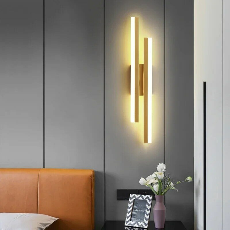 Lekka luksusowa podwójna lampa ścienna nowoczesna dioda LED z możliwością przyciemniania kreatywna dekoracja salon korytarz oprawy oświetleniowe w tle