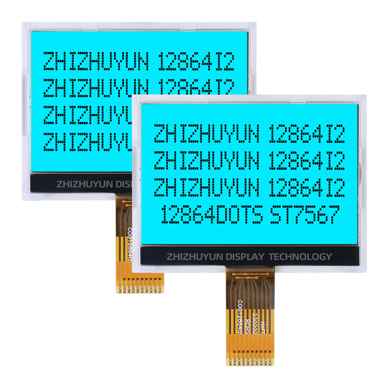 COGogene64I2-Écran LCD matriciel COG, communication série 12864, technologie 12864, 3.3V, lumière verte émeraude, 53mm x 40mm, ST7567