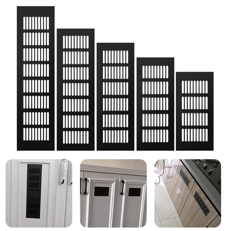 Air Vent Grille Ventilation Grille Aluminum Alloy Cabinet Wardrobe 60mm Black Clean Easy To Install Rectangular