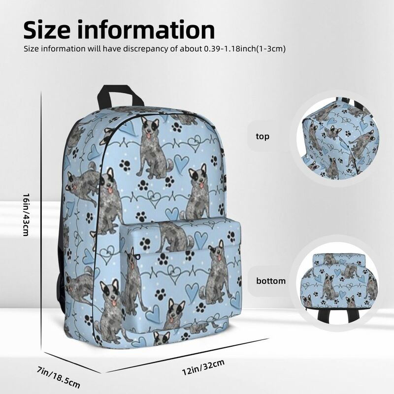 LOVE Blue Heeler ransel anjing ternak Australia tas buku siswa tas punggung Laptop ransel Laptop tas sekolah Travel modis