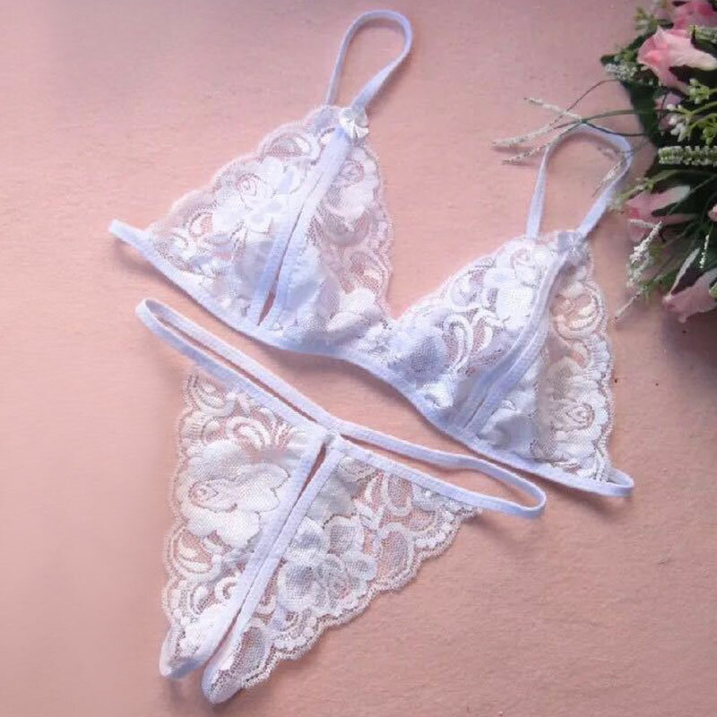 Lingerie Woman Lace Transparent Underwear Fairy Embroidery Brief Sets Delicate Bra Kit Push Up Breves Sets