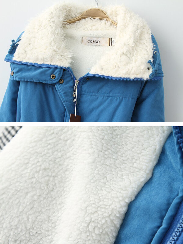 Winter Oversized Cotton Jacket Women Korean Version Thickened Padded Jacket Female Vintage Drawstring Waist Slimming Loose Coat