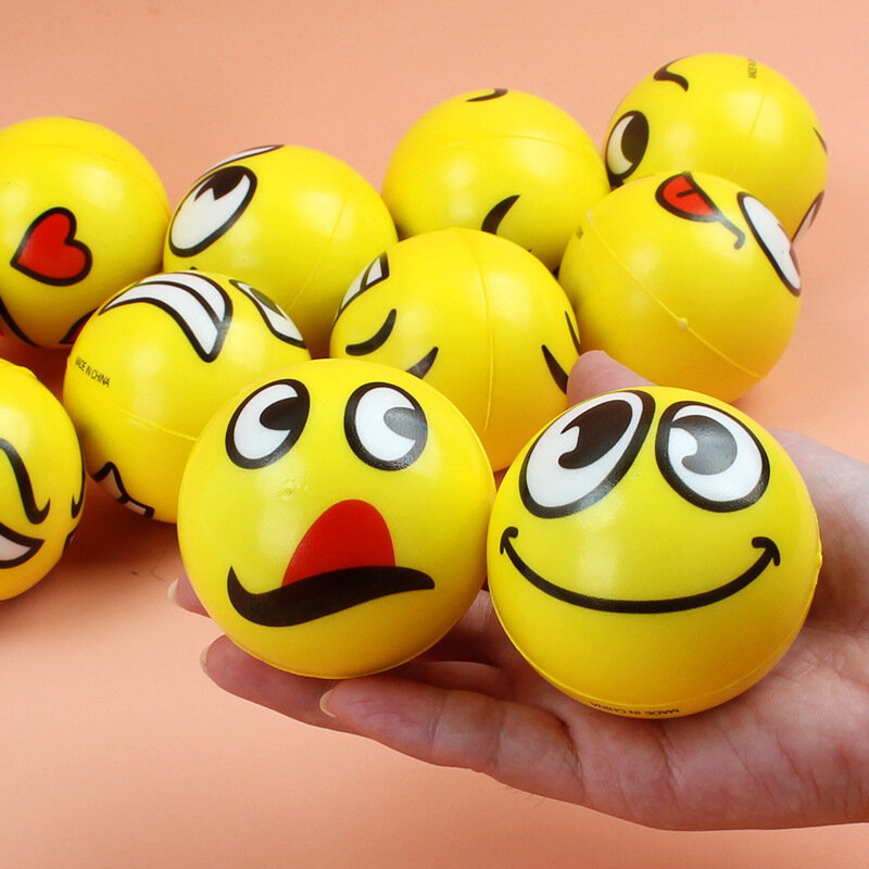6Pcs/lot 6,3 cm Lächeln Gesicht Schaum Ball Squeeze Stress Ball Im Freien Sport Relief Spielzeug Hand Handgelenk Übung PU Spielzeug Bälle Für Kinder