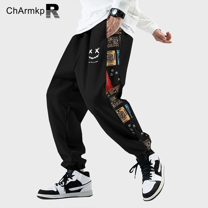 Мода ChArmkpR 2024 Лето Весна Мужская одежда мужские свободные Бриджи длинные брюки в стиле пэчворк уличная одежда