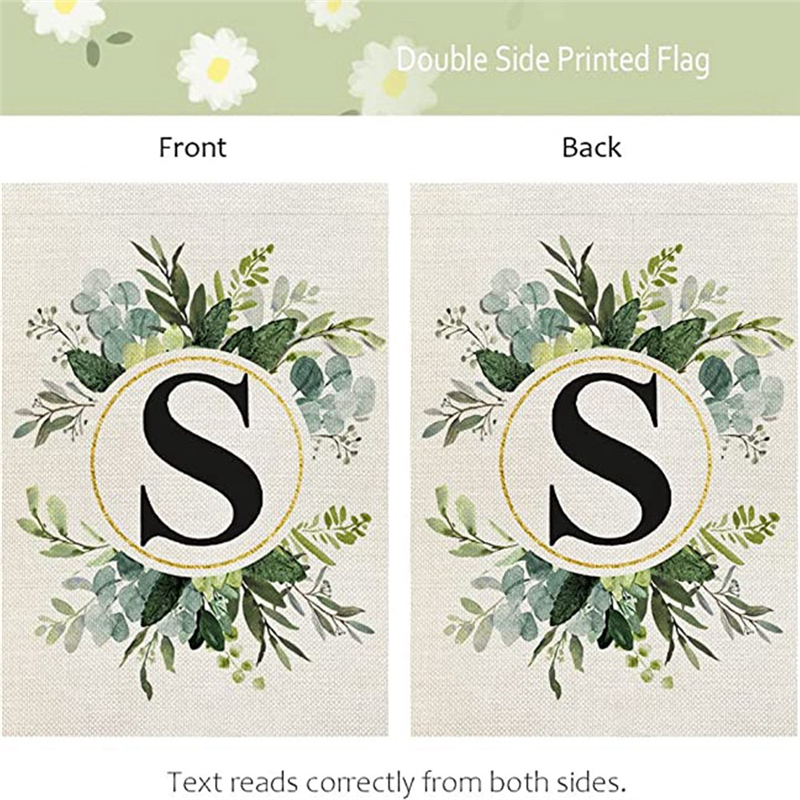 Monograms Letters S Garden Flag Floral Double Sided for Outside Small Burlap Family Last Name Initial Yard Flag