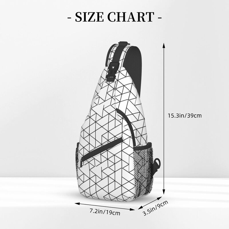 Triangles Black And White Crossbody Sling Bag Small Chest Bag Modern Shoulder Backpack Daypack for Travel Hiking Camping Satchel