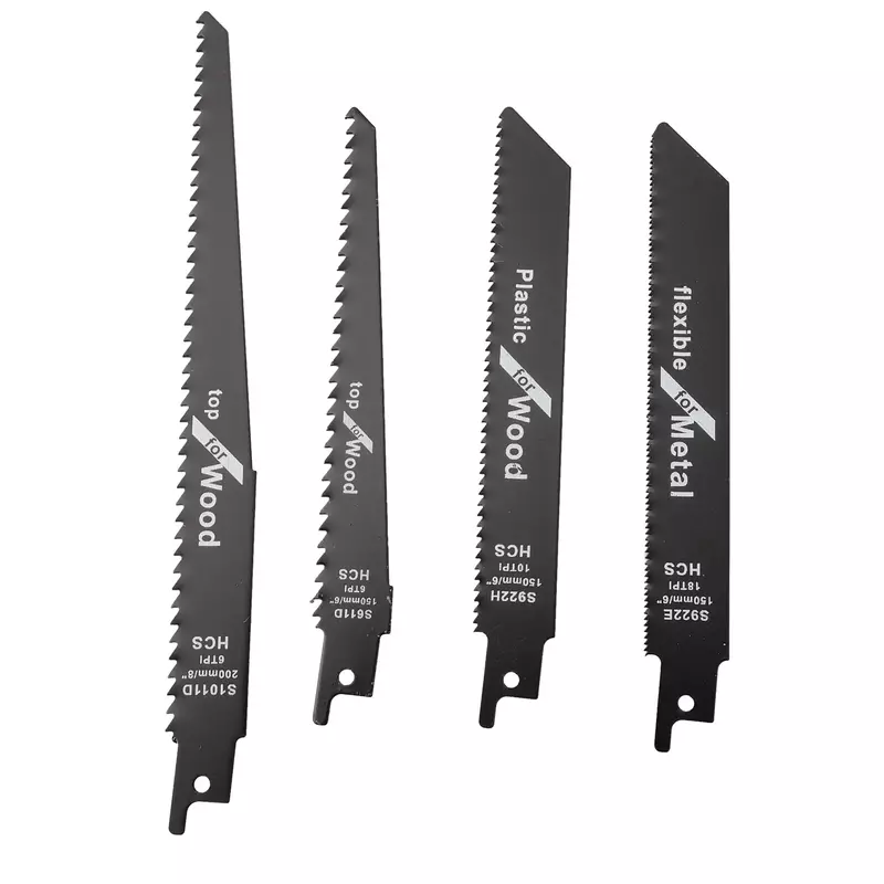 4pcs Reciprocating Saw Blades Set Efficient Cutting Wood Plastic Metal Reciprocating Saw Saw Blades Power Tool Accessory