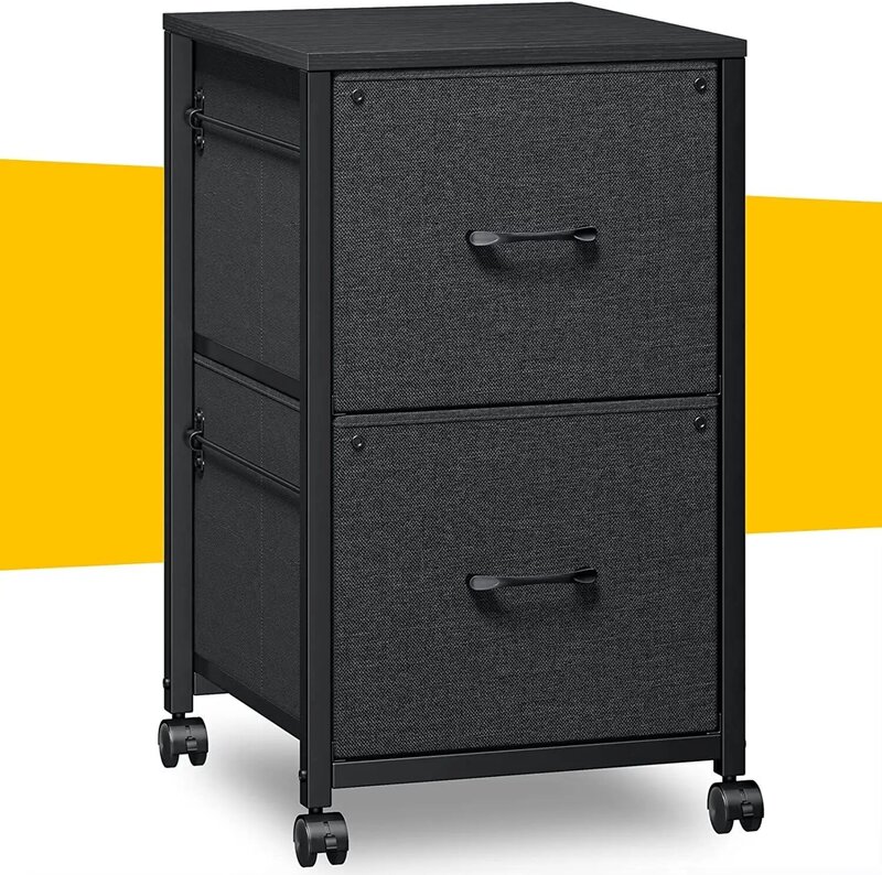 Filing Cabinets for Home Office 2 Drawer File Cabinet Rolling File Cabinet Printer Lateral Fits A4 Letter Legal Size,Black