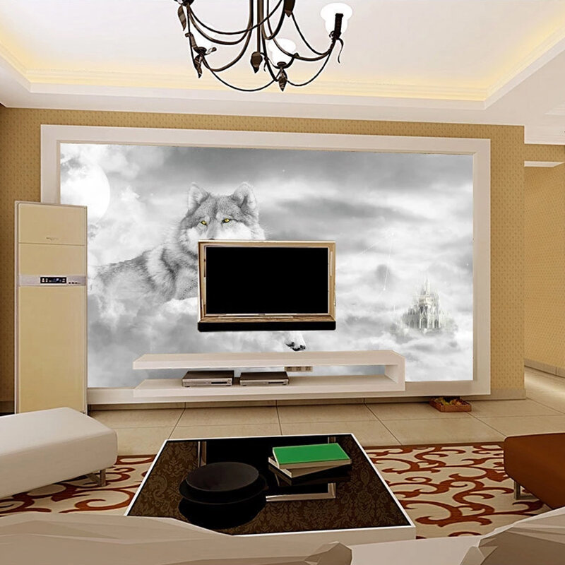 Murales de pared 3D personalizados, papel tapiz de Arte Moderno, sala de estar Mural para, dormitorio, restaurante, decoración de pared, foto de Lobo, pintura de papel